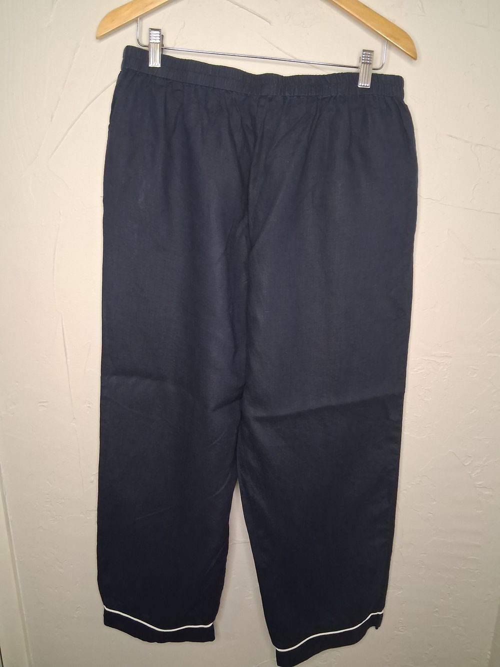 Quince 100% European Flax  Linen Navy Blue Cropped Pajama Lounge Pants Women's L - Picture 9 of 9